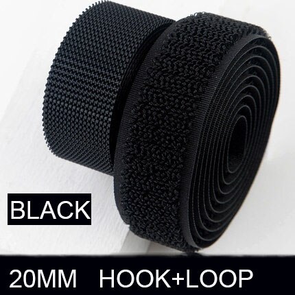 Ruban de fixation en tissu Nylon, 1 mètre/paire, Non adhésif, pour bricolage, accessoires de couture: 1M 20mm  black