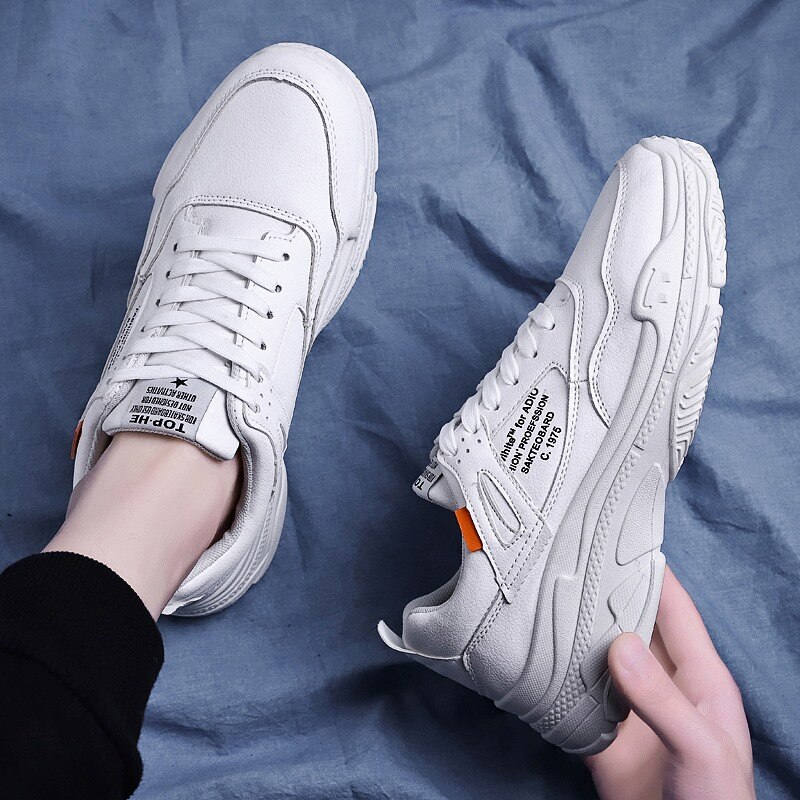 Dikke Zool Lederen Sneakers Mannen Zwart Beige Wit Sneakers Street Heren Schoenen Lederen Schoenen Man Casual Schoenen