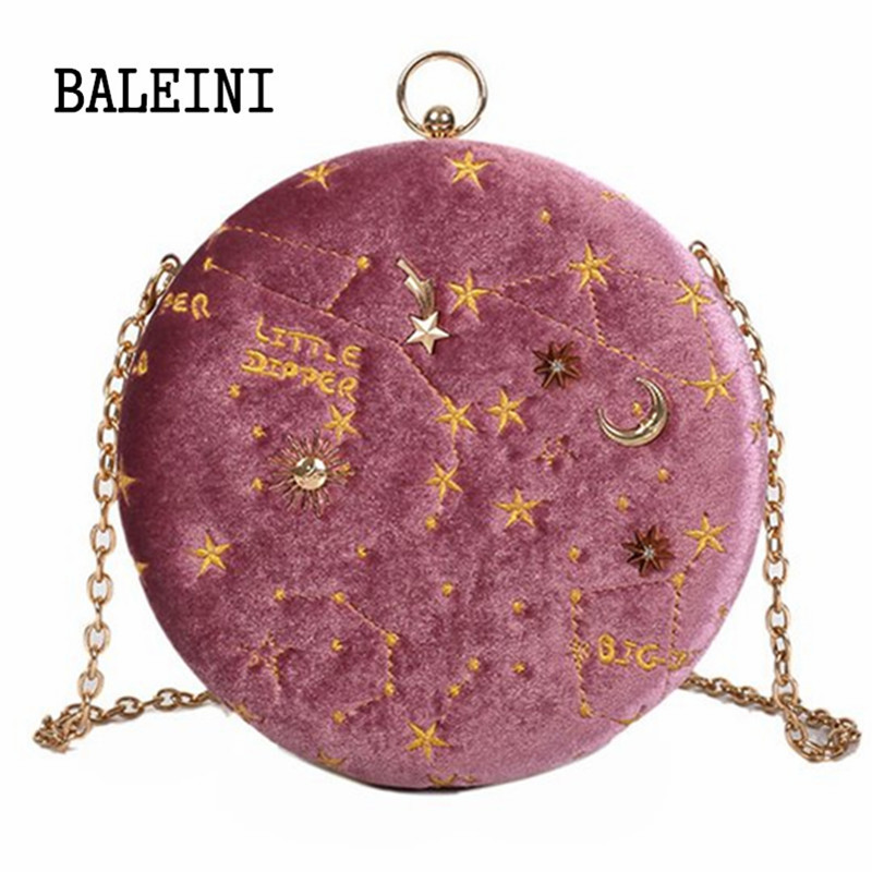 2020Starry sky Rund Wildleder Schulter Tasche Kette gürtel frauen Crossbody Messenger Taschen Damen Geldbörse Weibliche Runde Handtasche