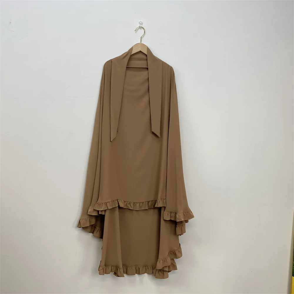 Gebetskleidungsstück Abaya Lange Khimar Muslimische Frauen Schleier Hijab Eid Ramadan Burka Kopftuch Islam Arabische Niqab Kleidung Kopfschmuck Turban: Rot