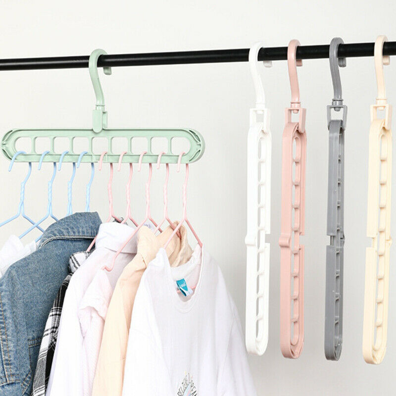 9 Holes Multi-fuction Wonder Closet Space Saver Organizer Rotatable Plain Colour Clothing Storage Magic Hanger