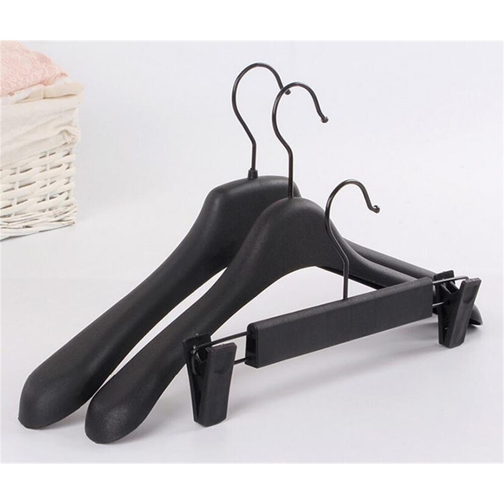 Cintres en plastique noir épais à épaules larges, pour manteaux, veste et fourrure, 10 pièces/lot
