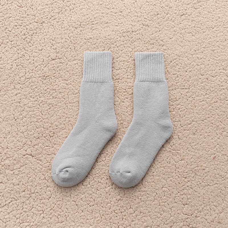 Winter Thicken Warm Women's Socks Solid Black White Velvet Boots Floor Sleeping Sock Thermal Warmer Snow Sock for Christmas: Gray
