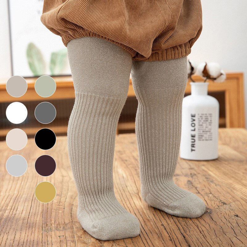 Hiver automne couleur unie bébé collants tricoté bébé bas doux Stretch coton -né bambin collants pour garçons filles pantalons