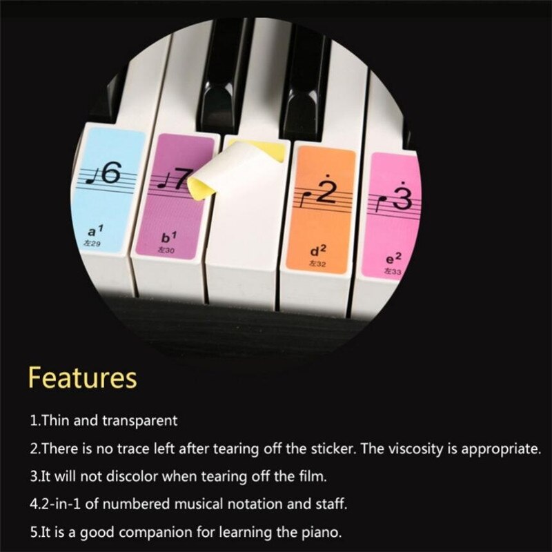 51/61/88 nøgler klaver klistermærke farverig musik mærkat etiket note klistermærke elektronisk tastatur 88 nøgle klaver klistermærker