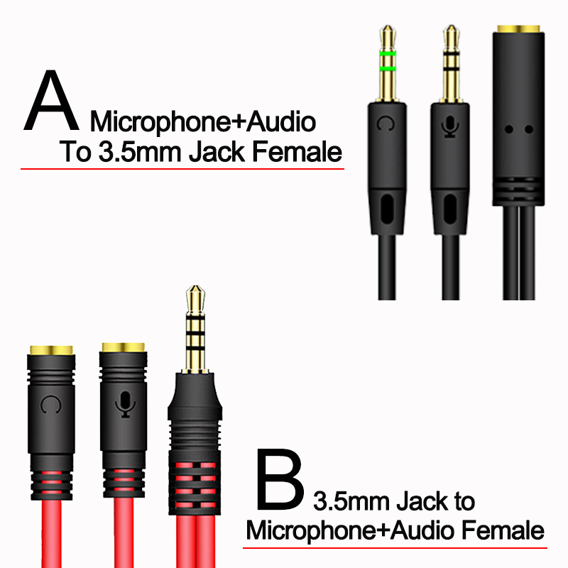3.5mm Jack Splitter for phone Computer Laptop Adapter Audio Splitter Headphone Adapter Cable Aux Extension Cable Mic Y Splitter