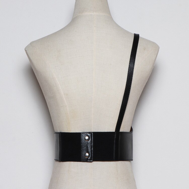Newest Steampunk Harness one shoulder Corset Vest Waistcoat Retro Wide Elastic belt With Buckle Cosplay Belt Costume Accessories