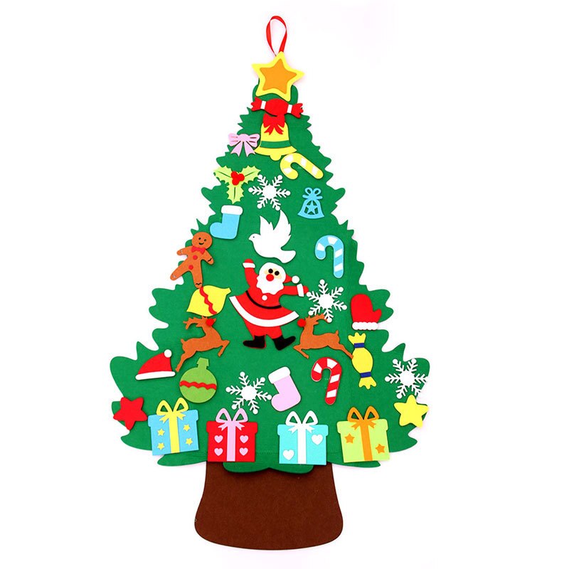 DIY Felt Christmas Tree Set with Ornaments for Kids, Xmas -Felt Christmas Tree Wall Hanging Christmas Tree Decoration: D