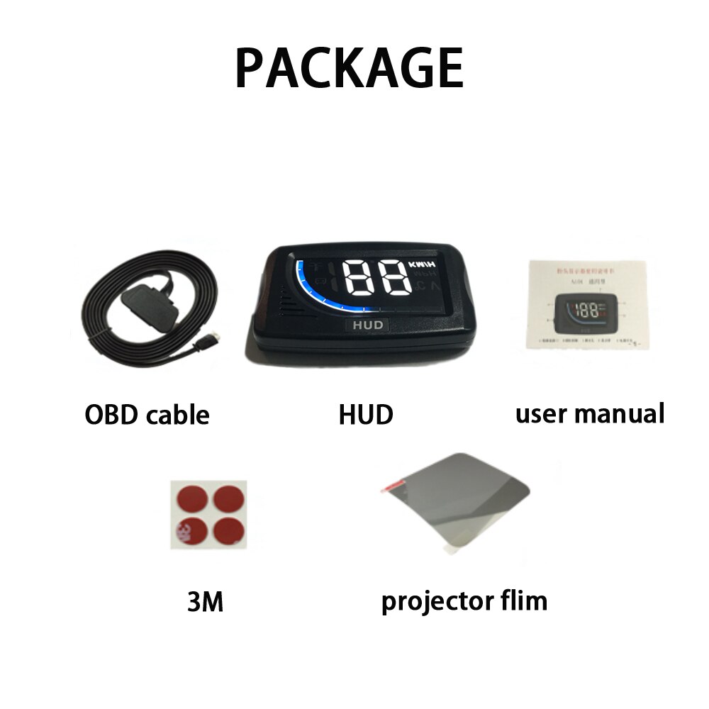 The Best HUD OBD Head Up Display Projection on Glass Car Speed Windshield Projector Gauge Shift Alarm RPM Coolant KM/H & MPH