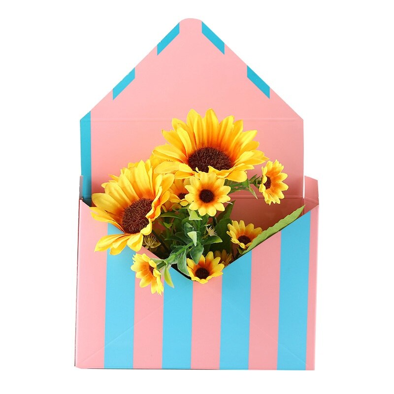 10Pcs Envelop Bloem Dozen Boeket Geschenkdoos Hand Houdt Vouwen Bloemen Boeket Papier Doos Romantische Bloem Papier Houder Decor