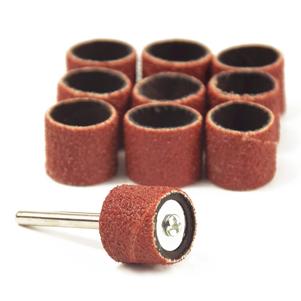 10 stuks dremel-accessoires, korrel 80#  schuurbanden,  +3.17mm schuurtrommels, doorn, roterend gereedschap, spijkerboren, elektrisch gereedschap