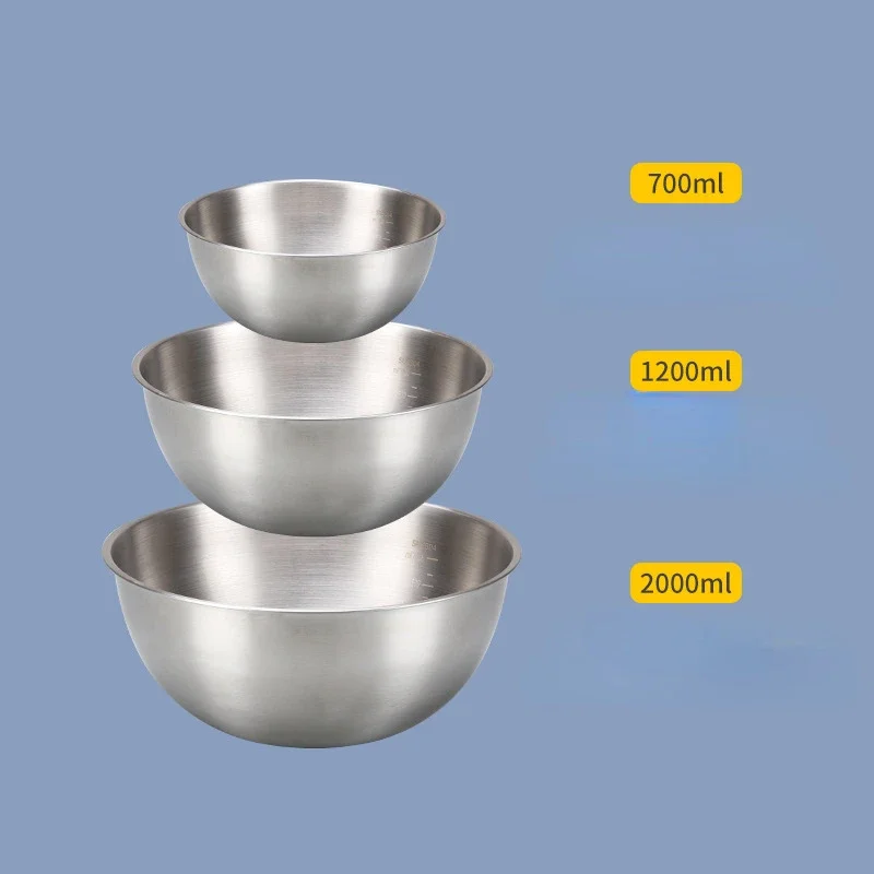 3Stck Edelstahl Kochschüssel, Haushaltswaage Schüssel, verdickte Rührschüssel, Schneebesen, Salat Backschüssel