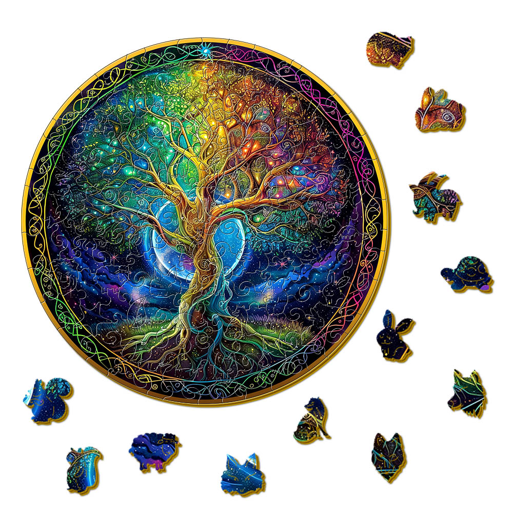 Holzpuzzle Baum des Lebens Geschenkbox Exquisites Unregelmäßiges Tierformpuzzle Weihnachten personalisiertes Senior einzigartiges Famil