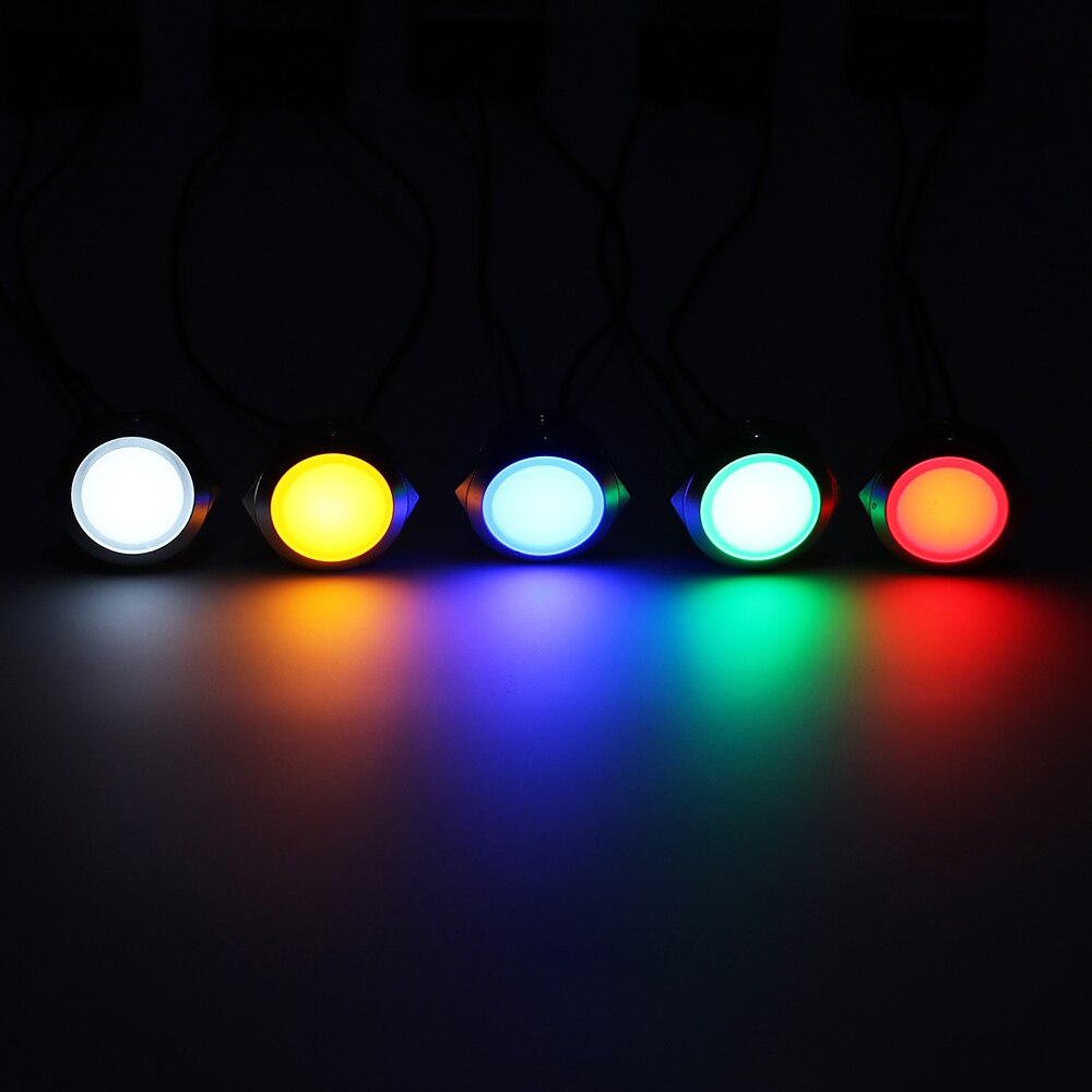 LED Metal Indicator light 19mm waterproof Signal lamp LIGHT 3V 6V 12V 24V 220v screw connect red yellow blue white 19ZSD.QX.X