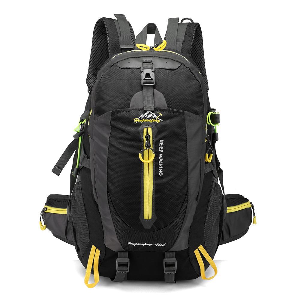40L wasserabweisender Reiserucksack Camping Wandern Laptop Tagesrucksack Trekking Klettern Rucksäcke für Männer Frauen Wanderzubehör: Black