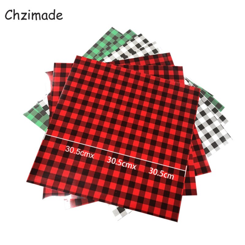 Chzimade Black Red Grid Heat Transfer PU Vinly Film For Heat Press Machine T-shirt Iron On Clothes Diy Handmade Crafts