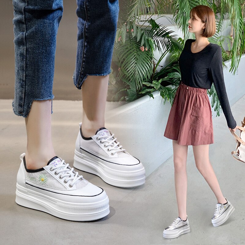 Offre spéciale femme skateboard baskets été femmes sport baskets hauteur augmenter chaussures de marche chaussures de skateboard pour dames