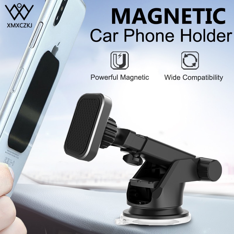 XMXCZKJ Universele magnetische telefoonhouder voor iPhone Xs Max X 8 Telescopische zuignap Autoruit Dashboardbevestiging met houder