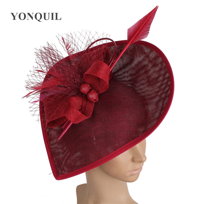 Linen Flowers Wedding Derby Hats Veils And Fascinators Bridal Hats With Face Veil Women&#39;s Formal Party Dinner Hair Accessories: marron