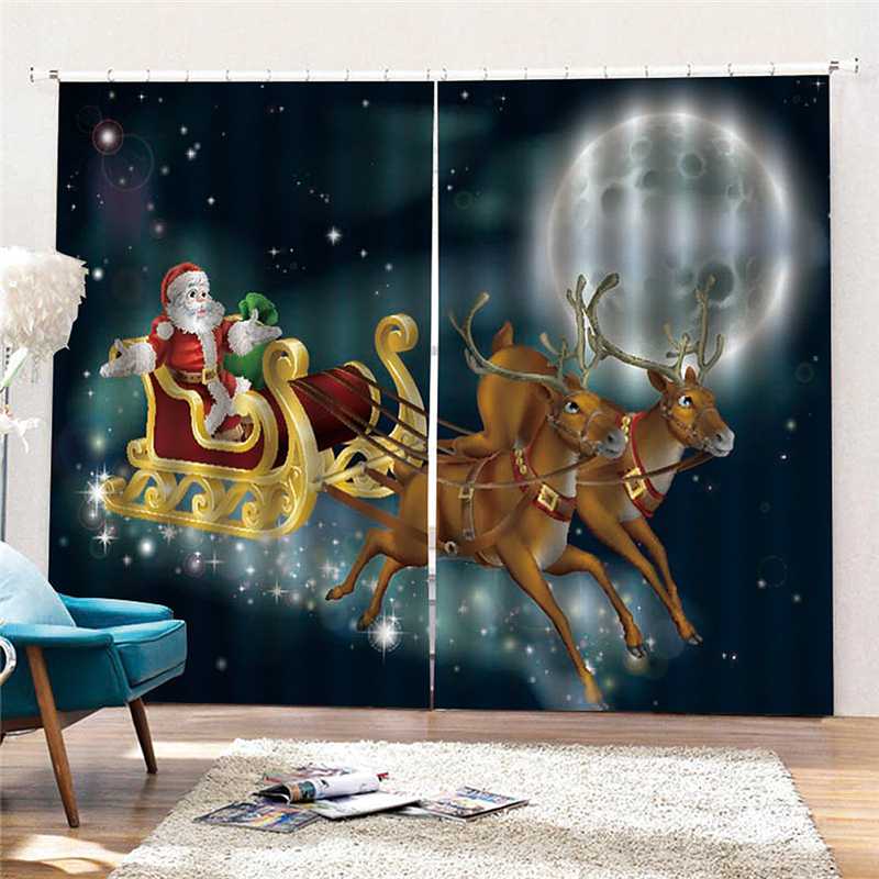 Noël nouvel an décorations rideaux pour salon chambre décor Santa Clause bonhomme de neige renne noël fenêtre rideau