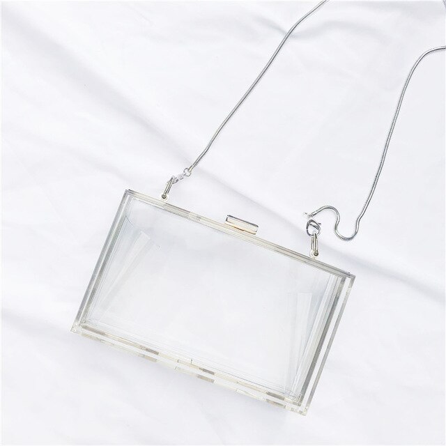 Neue Acryl Transparent Frauen Kupplung Tasche Kette Frauen Handtasche Kette Schulter Tasche Messenger Bag Abend Tasche: clear sliver 2 chain