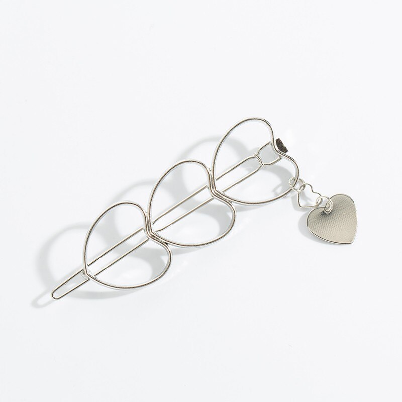 Metalen Liefde Hart Haar Clips Hollow Star Haarspeld Haar Pin Vrouwen Haar Accessoires Hearwear Goedkope: Silver-Hearts