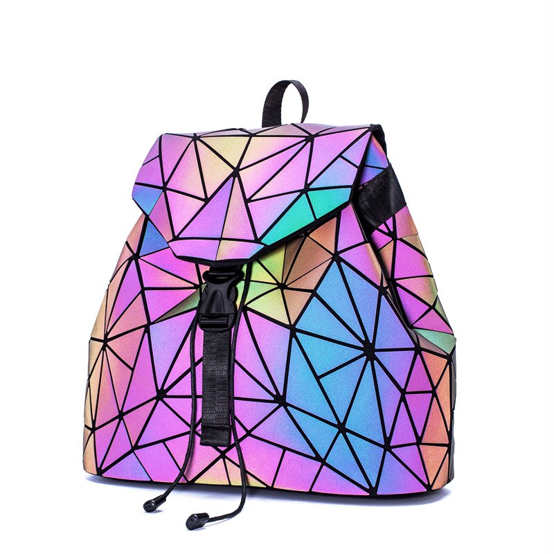 Vrouwen Rugzakken Geometrische Lichtgevende Rugzak Zakken Schooltas Voor Tiener Meisjes Holografische Dames Rugzak Schooltas