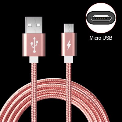 Micro USB Cable 1m 2m Metal Nylon Braided 2A USB Fast Charging Data Sync Wire For Samsung Galaxy Xiaomi Huawei Android Phone: Rose Gold / 1m