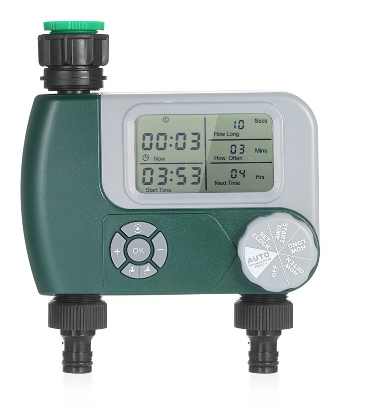 Automatic Watering Sprinkler System Garden Watering Timer Irrigation Controller Electronic Home Hose Faucet with 2 Outlet: EU