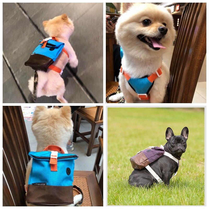 Outdoor Medium Small Dog Backpack Harness Carrier School Bag With Poop Bag For French Bulldog Terrier Bichon Carrying With Leash