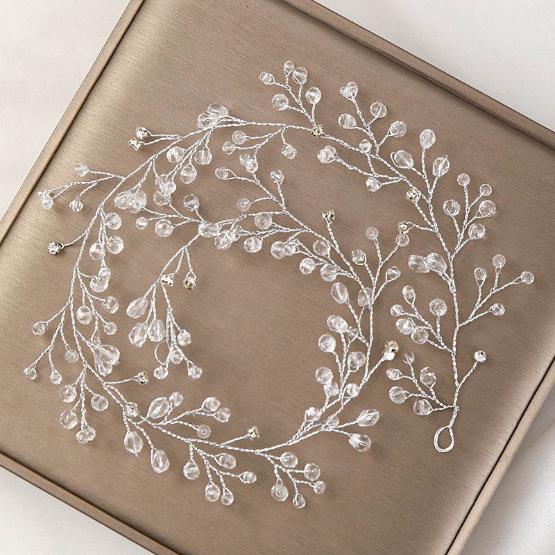 Trendy sølv farve rhinestones bryllup hår ornamenter tiaras barok krystal brud blomst hovedbeklædning håndlavet hår smykker: Default Title