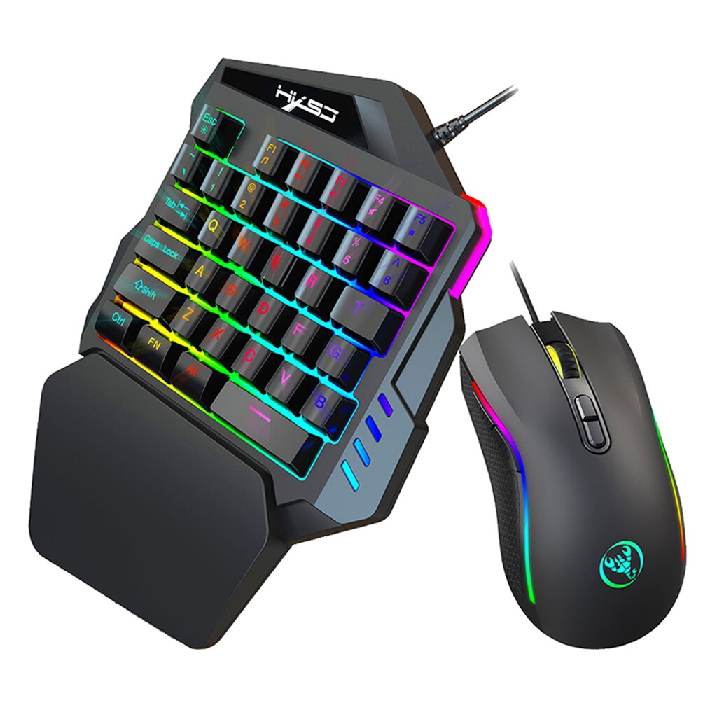Mini gaming toetsenbord met één hand, muis, combo, usb, bedraad, game, 35 toetsen,  v100+a907 rgb, mechanisch toetsenbord met één linkerhand, polssteun: V100 a869