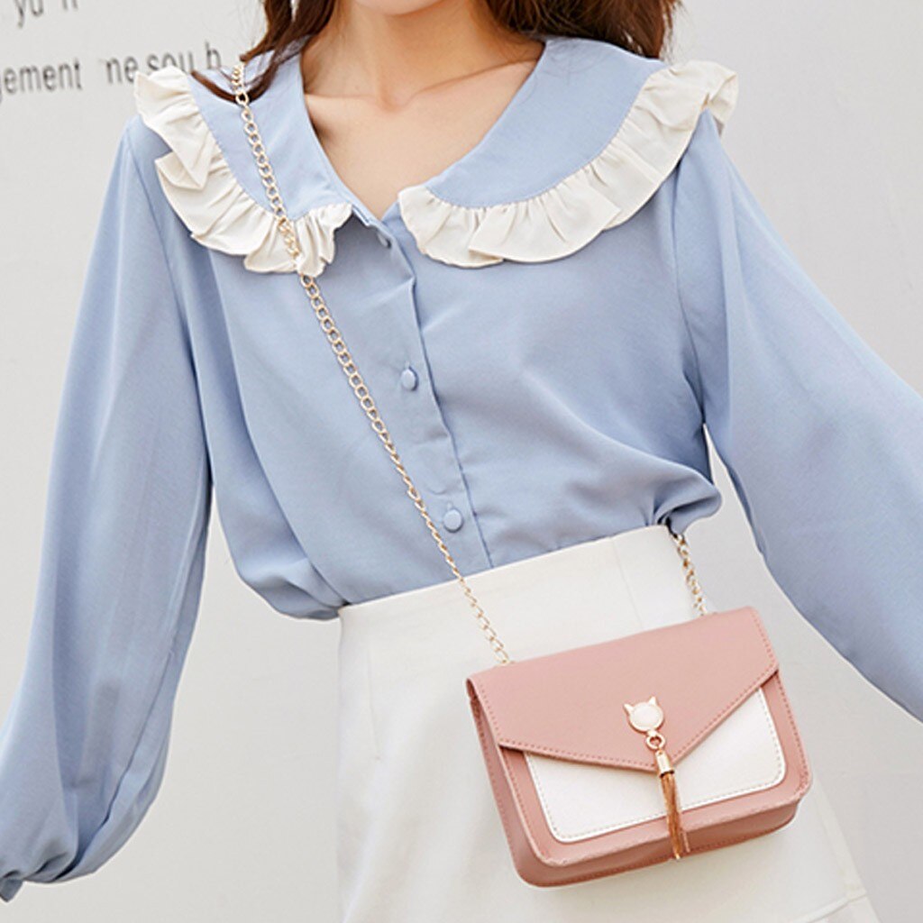 Umhängetaschen Für Frauen Abdeckung Quaste Schulter Kleine Quadratische Tasche Bote Katze praktisch Taschen Damen Handtaschen # LR2