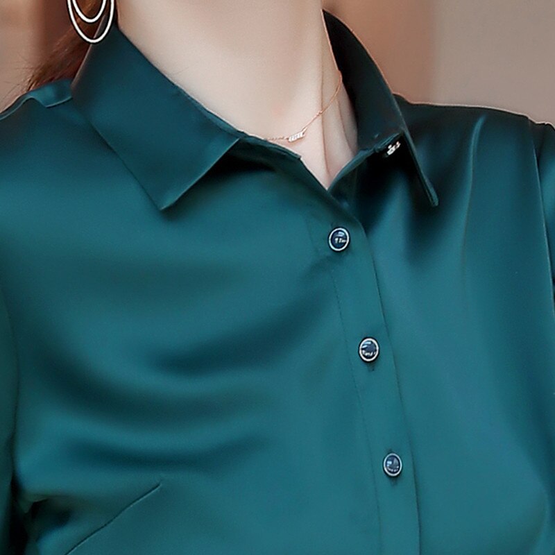 Naviu satin skjorte kvinder toppe og bluser kontor dame stil formel skjorte plus size arbejdstøj