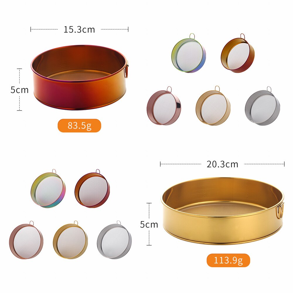 1/2Pcs Cuisine Rond Fine Maille Tamis Filtre À Farine Domestique Tamis à Farine En Acier Inoxydable Filtre à Thé De Cuisson Poudre De Cacao Tamis