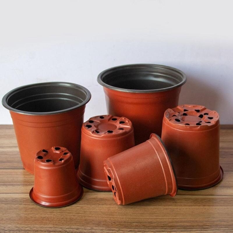 10 Stuks Plastic Planten Pot Container Bloempot Tuinieren Patio Planten 5 Maten Ventilatie Outdoor Zaailing Kwekerij Veel