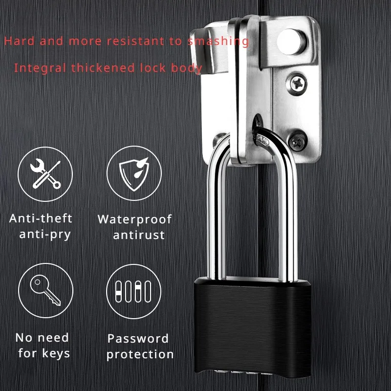 4-Digit Number Combination Padlock Waterproof Strong Hardened Suitable for Indoor Outdoor Fence Door Sturdy Password Code Locks