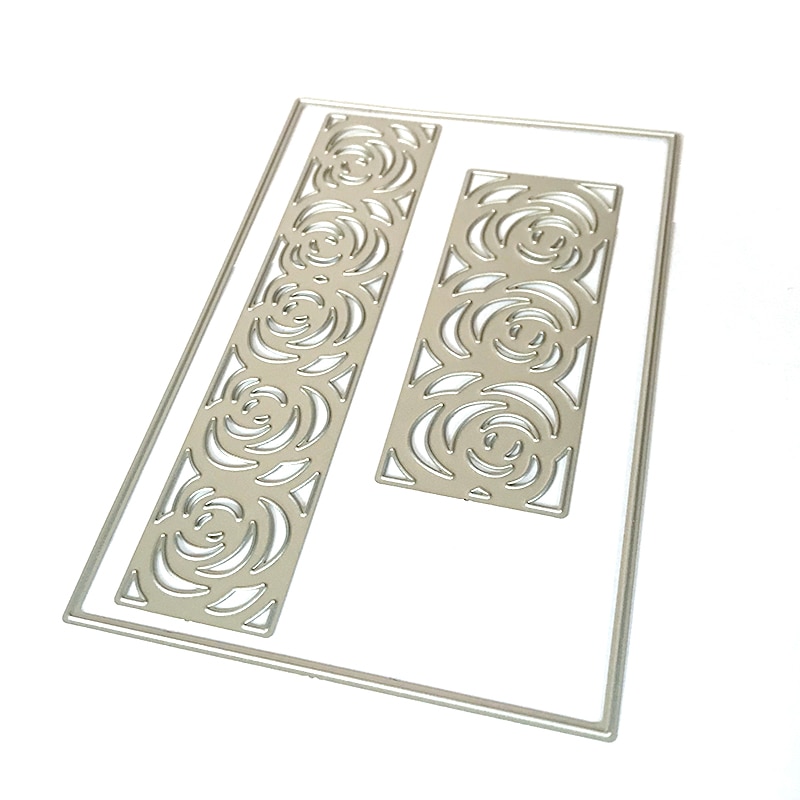Flowers Scrapbooking Metal Cutting Dies Rectangle Frame rose Craft Dies Cut For DIY Paper Card Making Embossing