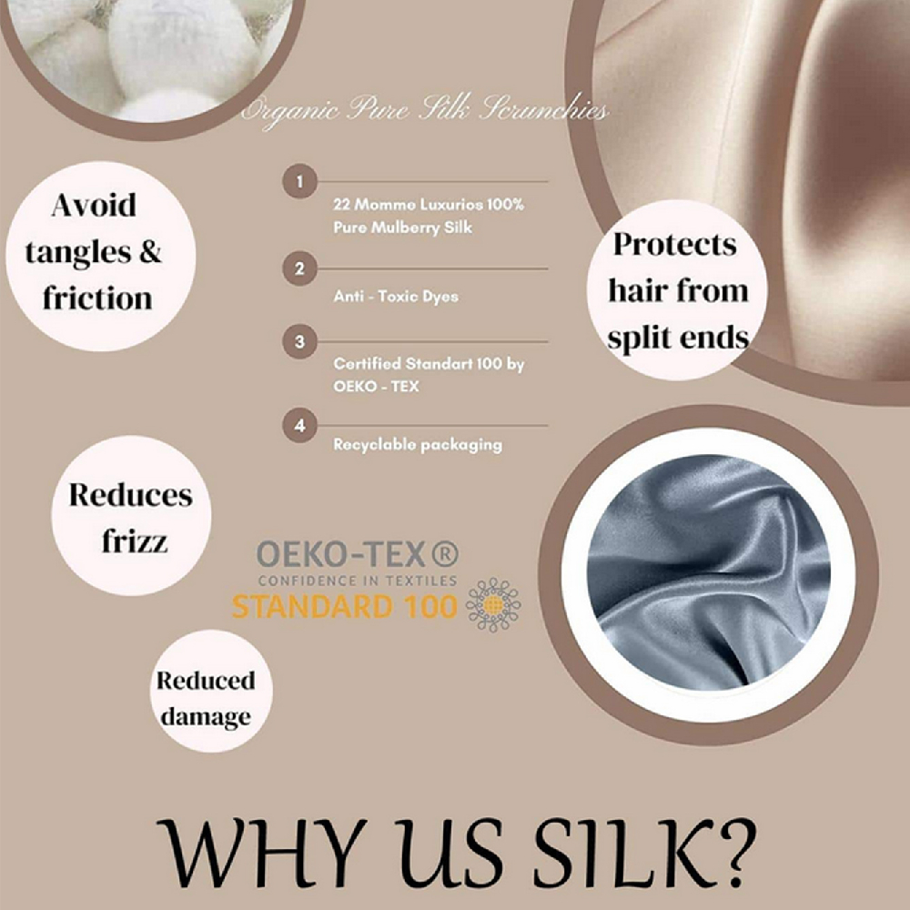 100% pura morera 6A seda pelo Scrunchie diademas hechas a mano mujeres niña accesorios para el cabello Color puro Natural HairTies caja 6 uds