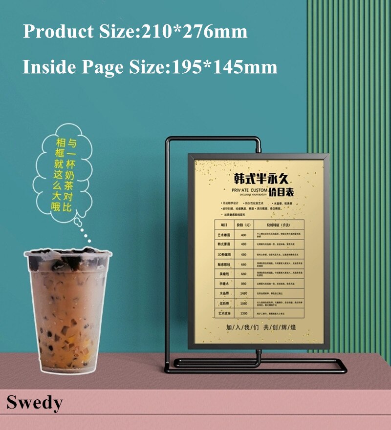 Double Side Rotating Table Menu Card Holder Photo Picture Poster Frame Countertop Price Listing Holder Display Stand