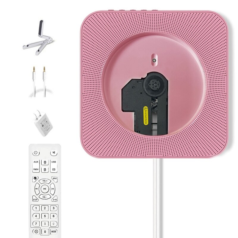 Reproductor de música de pared Portátil con Bluetooth, reproductor de Audio en Casa con Control remoto, Radio FM, Conector de auriculares AUX: PK