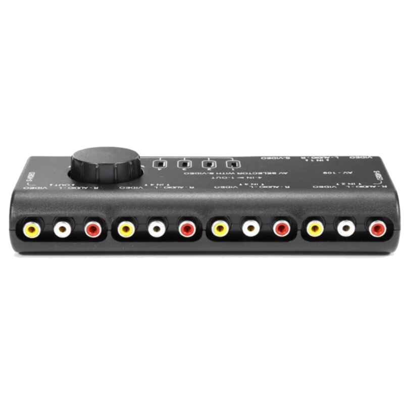 Audio And Video Switcher Four-In, One-Out, Two-Way Composite Video AV Switcher 4-Way Auto Audio Video AV RCA Switcher