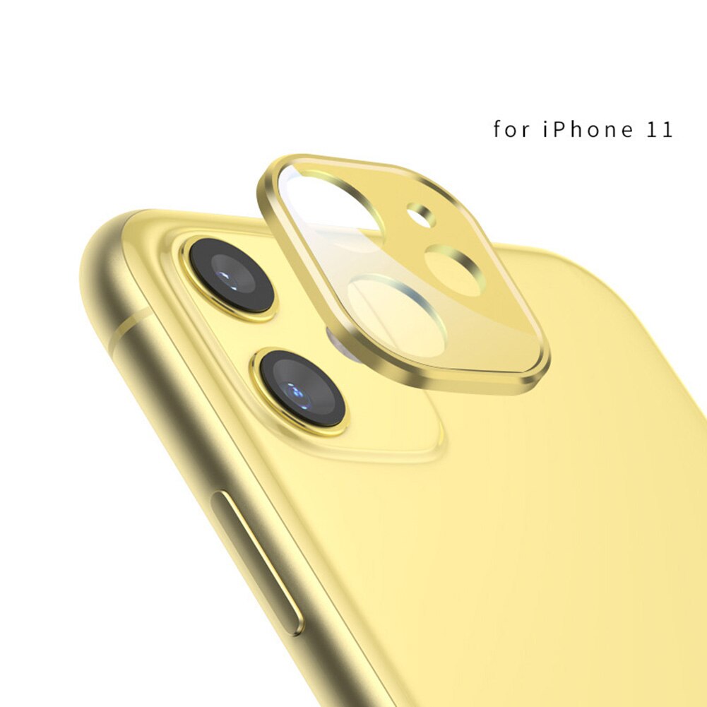 Metal + Tempered Glass Phone Rear Camera Lens Protector Protective Film Cover Case for iPhone 11 Pro Max: Yellow 1