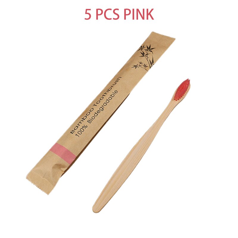 1/5Pcs Milieuvriendelijk Tandenborstel Resuable Bamboe Draagbare Tandenborstels Oral Care Gezond Voor Kinderen Adul Zachte Tandenborstel: 10 5pcs