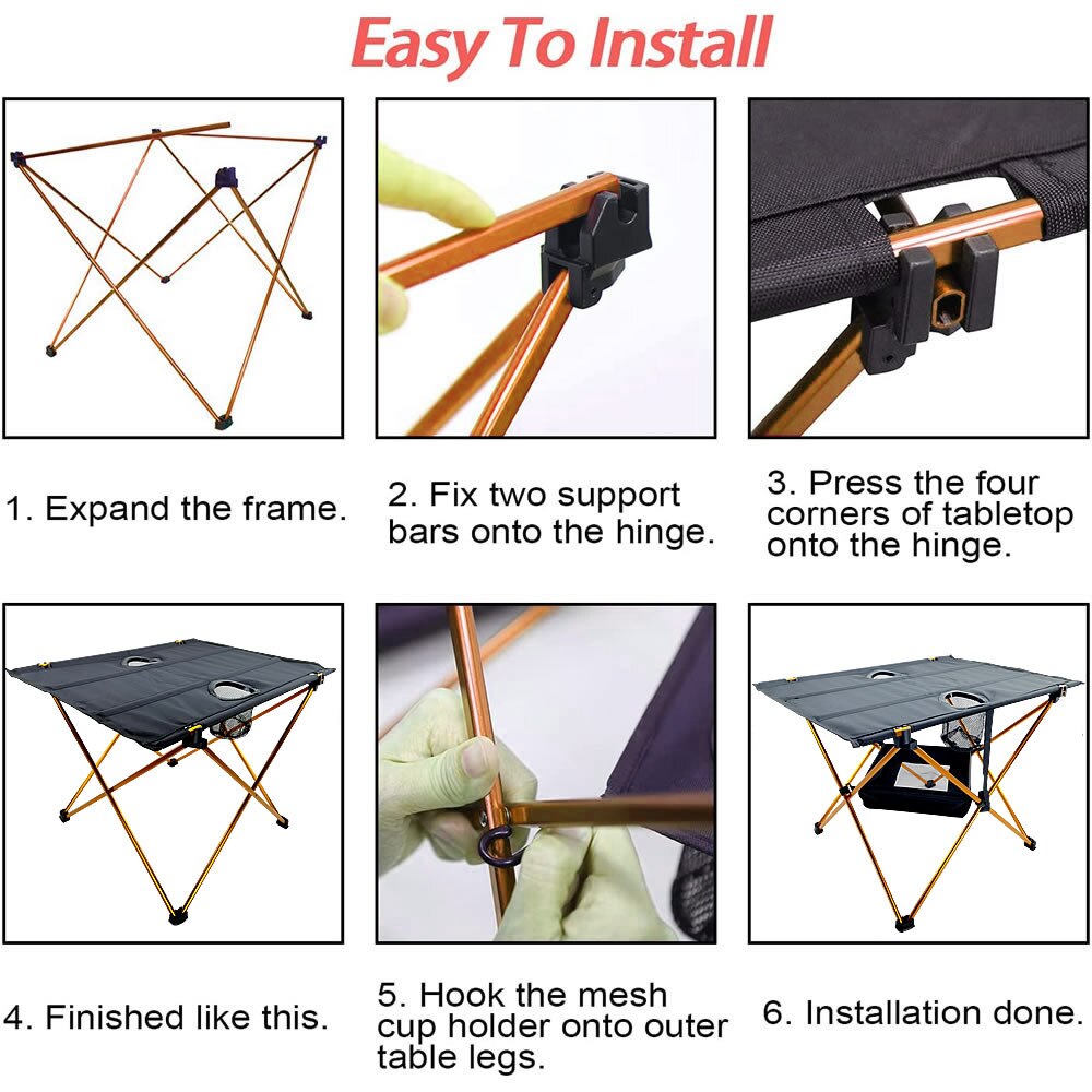 Faltbare Angeln Tisch Ultraleicht Oxford Tuch Tisch Camping Tisch Faltbare Tragbare mit Tasse Halfter für Camping, Wandern