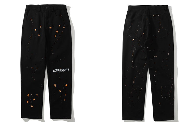 GONTHWID Jeans Men Hip Hop Streetwear Casual Graffiti Print Baggy Denim Pants Harajuku Loose Zipper Button Trousers Male: Black / M