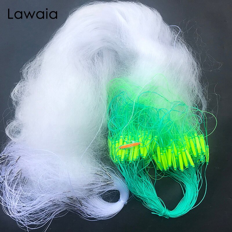 Lawaia-Red de nailon para pesca, Red de seda blanca, flotador de plástico, plomo, plomo, trampa para peces, suministro de pesca de tres capas, 20M/50M/100M