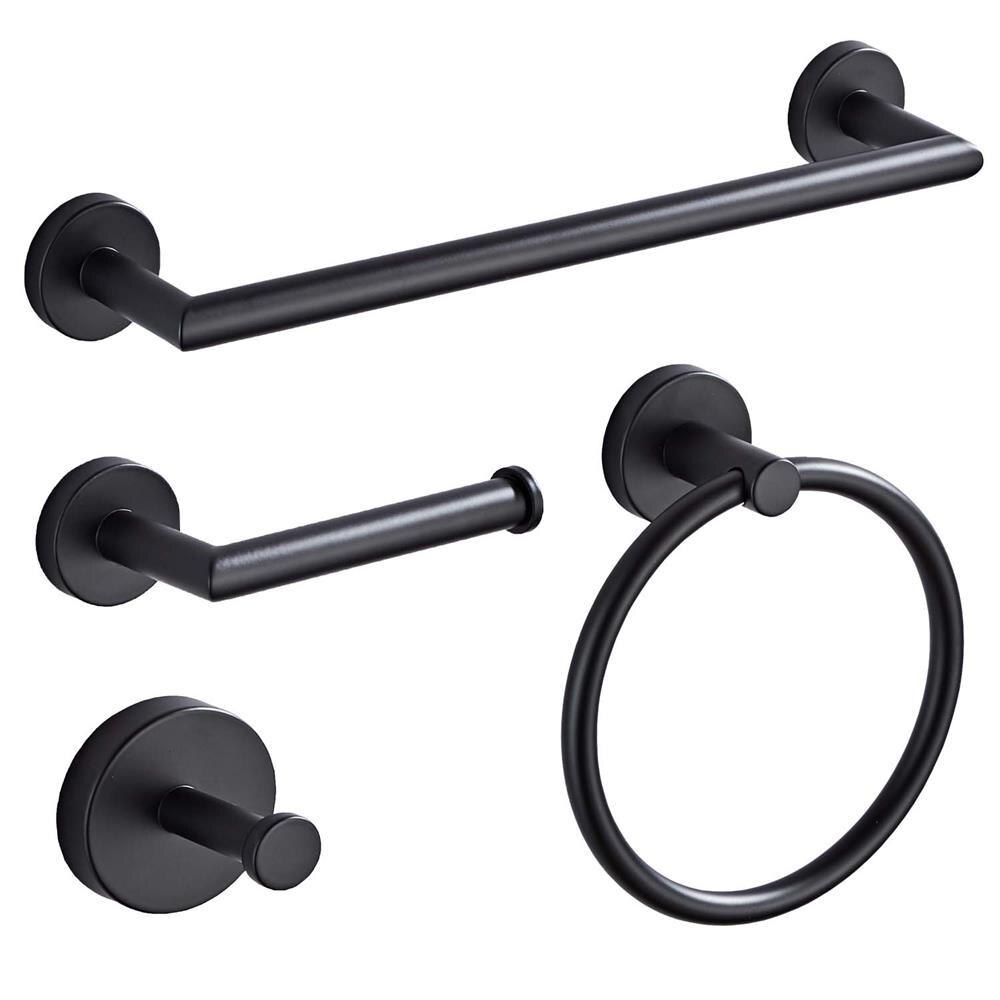 Bathroom Black 4-Piece Accessories Set SUS304 Stai... – Grandado