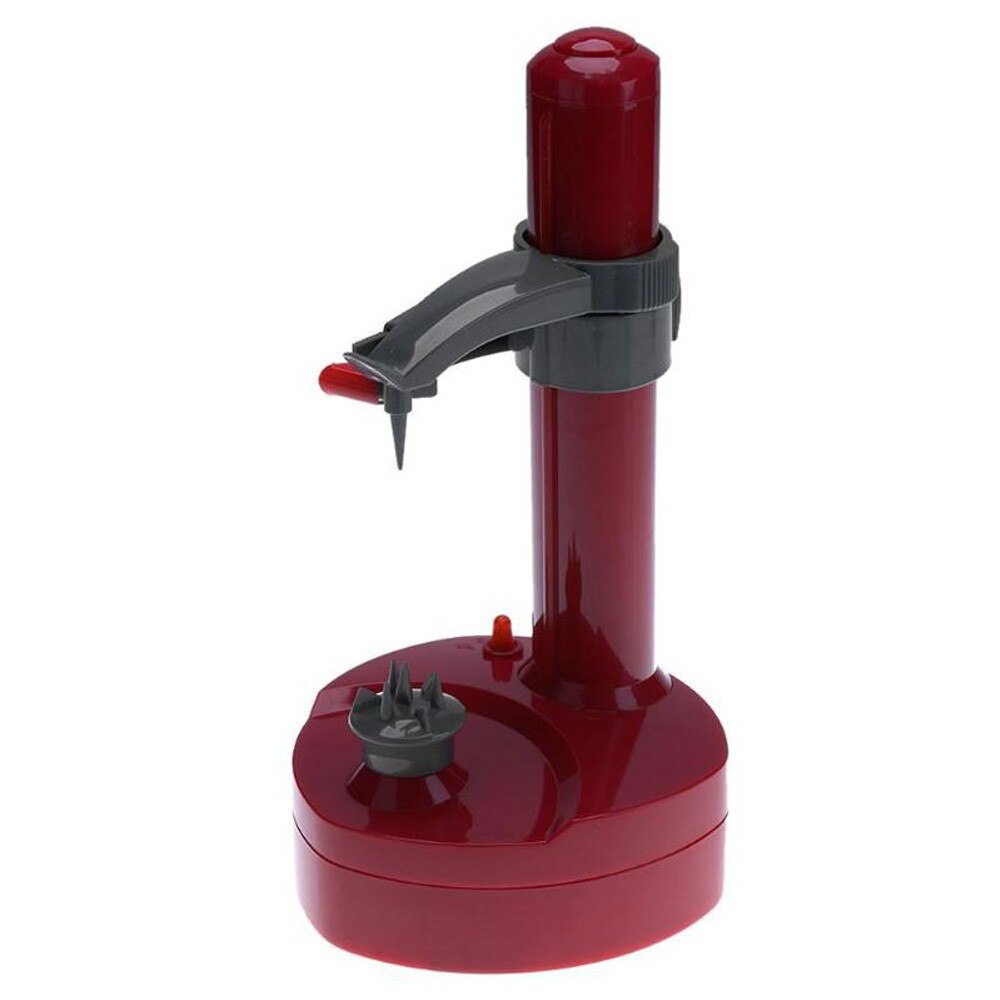 Éplucheur électrique automatique en acier inoxydable, pour fruits, légumes, pommes de terre, deux lames de rechange: Rouge