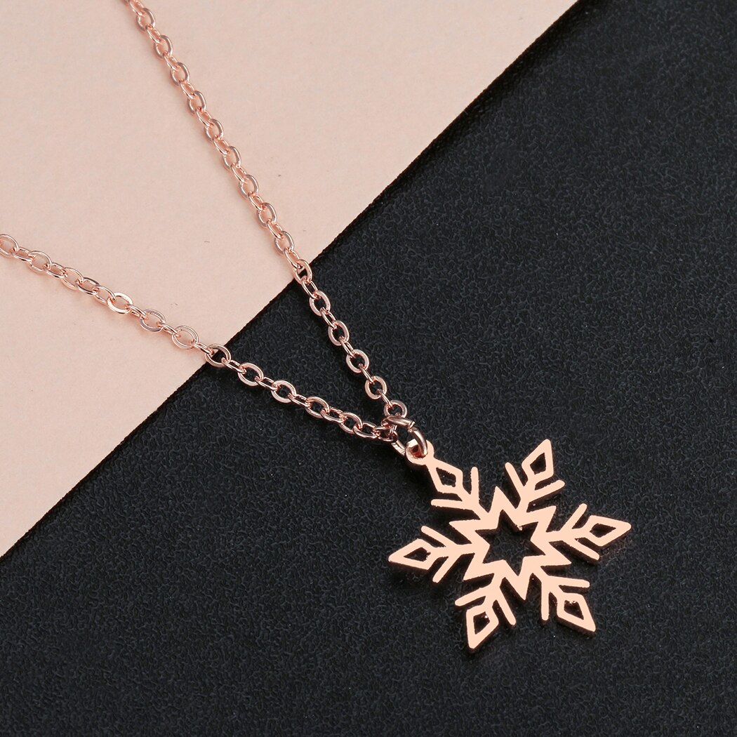 Kinitial Sowflake Anhänger Halsketten für frauen Halsband Schnee Flocke Charme Blume Halskette Schmuck Zubehör
